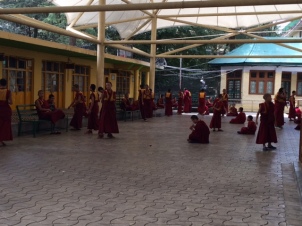 YOUNG BUDDHIST MONKS DEBATING SESSION